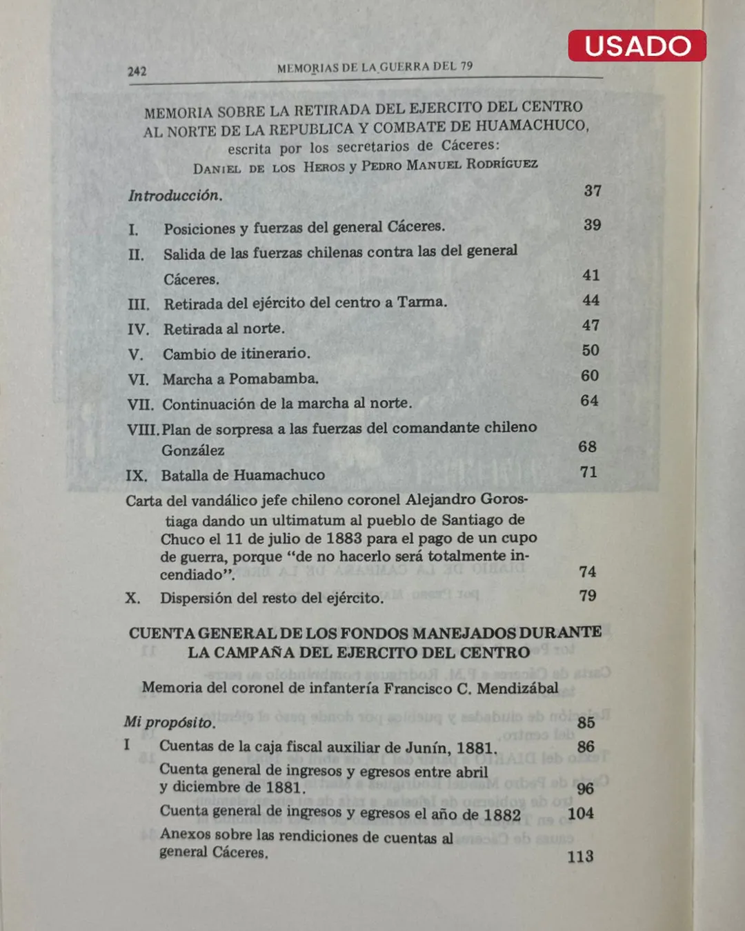 MEMORIAS DEL MARISCAL ANDRES A. CACERES - Imagen 3