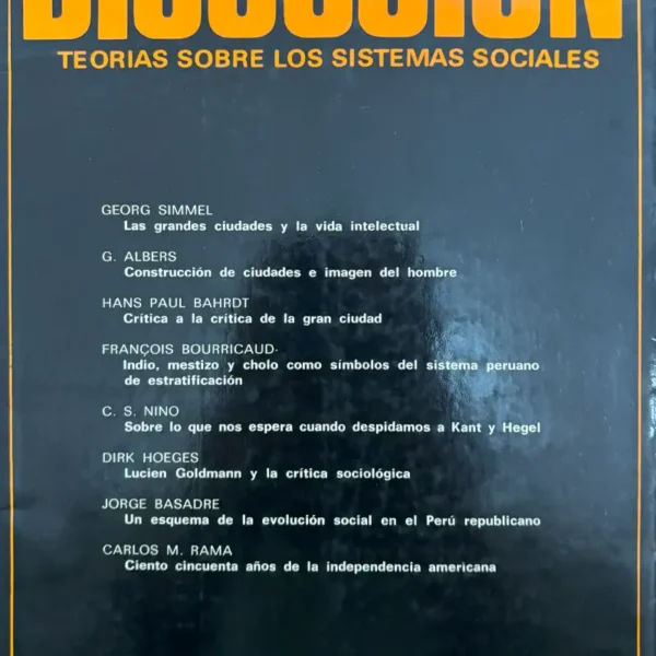 DISCUSIÓN. TEORIAS SOBRE LOS SISTEMAS SOCIALES (TOMO II)