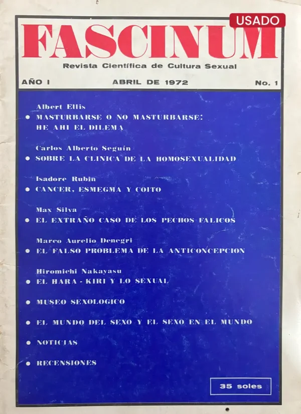 FASCINUM REVISTA CIENTÍFICA DE CULTURA SEXUAL AÑO I NUM. 1