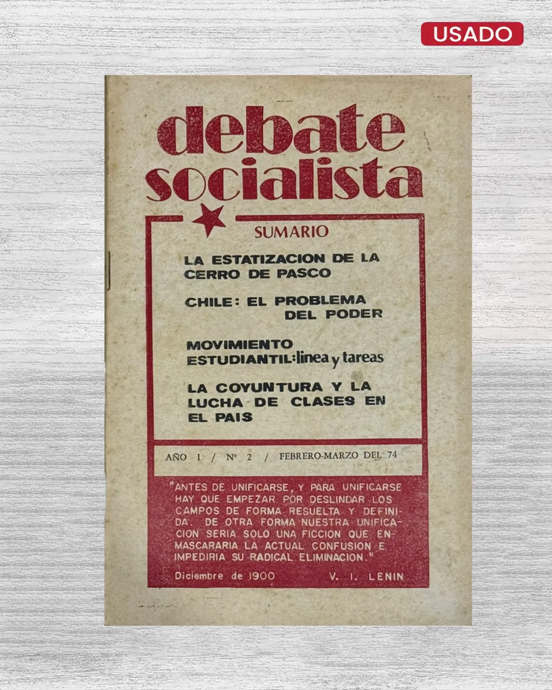 DEBATE SOCIALISTA. AÑO 1 – N° 2 (FEBRERO – MARZO DEL 74)