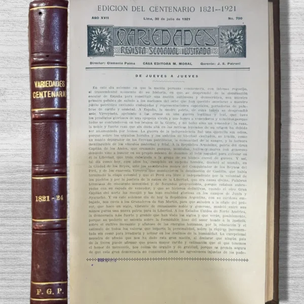 VARIEDADES, REVISTA SEMANAL ILSUTRADA – AÑO XVII (EDICIÓN DEL CENTENARIO 1821 – 1921)