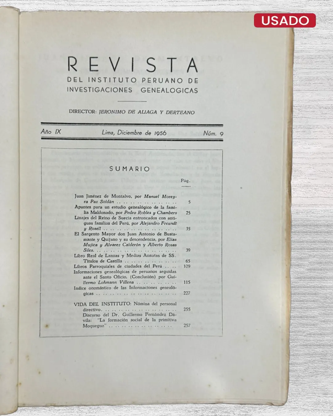 REVISTA DEL INSTITUTO PERUANO DE INVESTIGACIONES GENEALÓGICAS. AÑO IX – LIMA, DICIEMBRE DE 1956 (NÚMERO 9) - Imagen 2