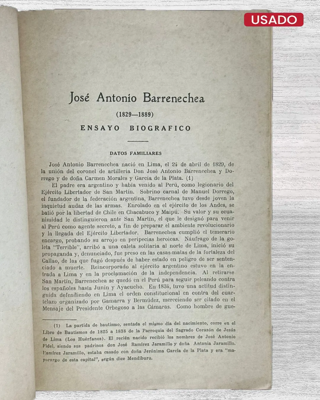 JOSE ANTONIO BARRENECHEA (1829 – 1889): ENSAYO BIOGRAFICO, ESCRITO PARA EL 'BOLETIN BIBLIOGRAFICO - Imagen 2