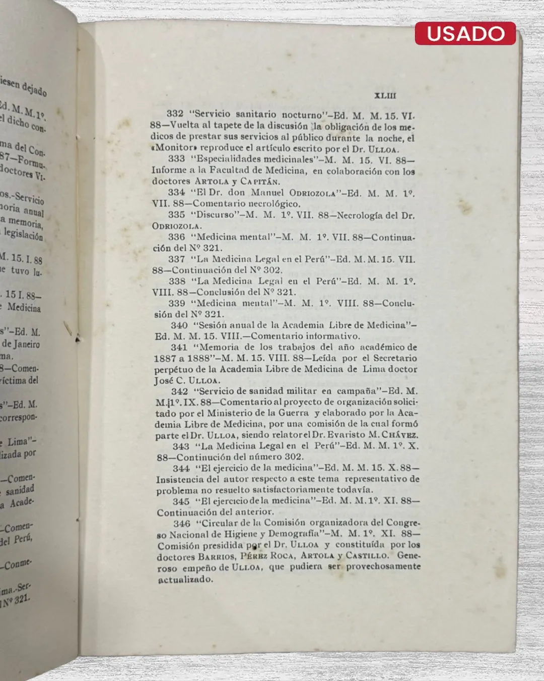 PUBLICACIONES MEDICAS DEL DOCTOR JOSÉ CASIMIRO ULLOA. PUBLICADAS POR EL COMITE ORGANIZADOR DEL III CONGRESO CIENTIFICO PANAMERICANO (TOMO I) - Imagen 3