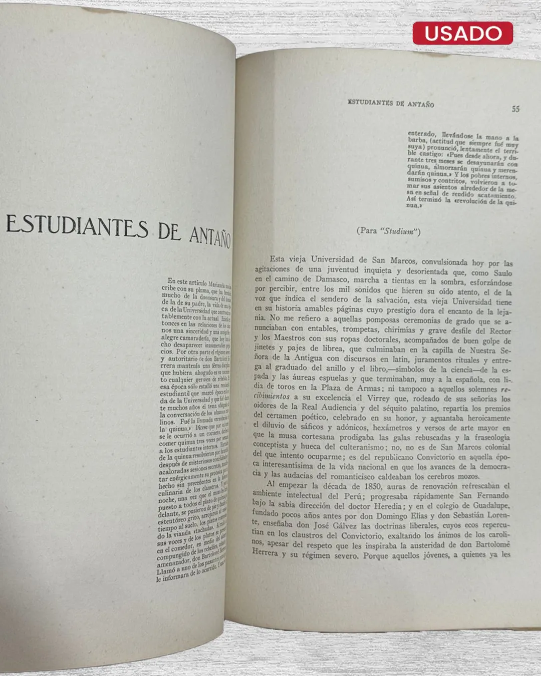 STUDIUM: PUBLICACIÓN MENSUAL DE LA FEDERACIÓN DE ESTUDIANTES DEL PERÚ - TOMO I / AÑO 1 - N° 1 - Imagen 2