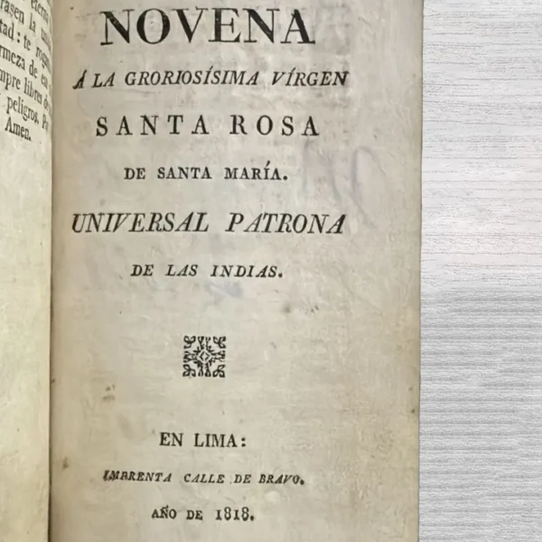 VIDA DE LA GLORIOSA SANTA ROSA DE SANTA MARÍA