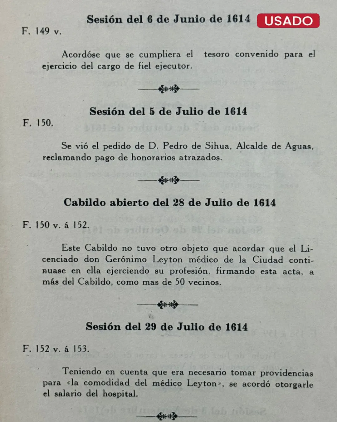 ANALES DE CABILDO. CIUDAD DE TRUJILLO. EXTRACTOS TOMADOS. DE LAS ACTAS DE LOS AÑOS 1612 – 1626 - Imagen 2