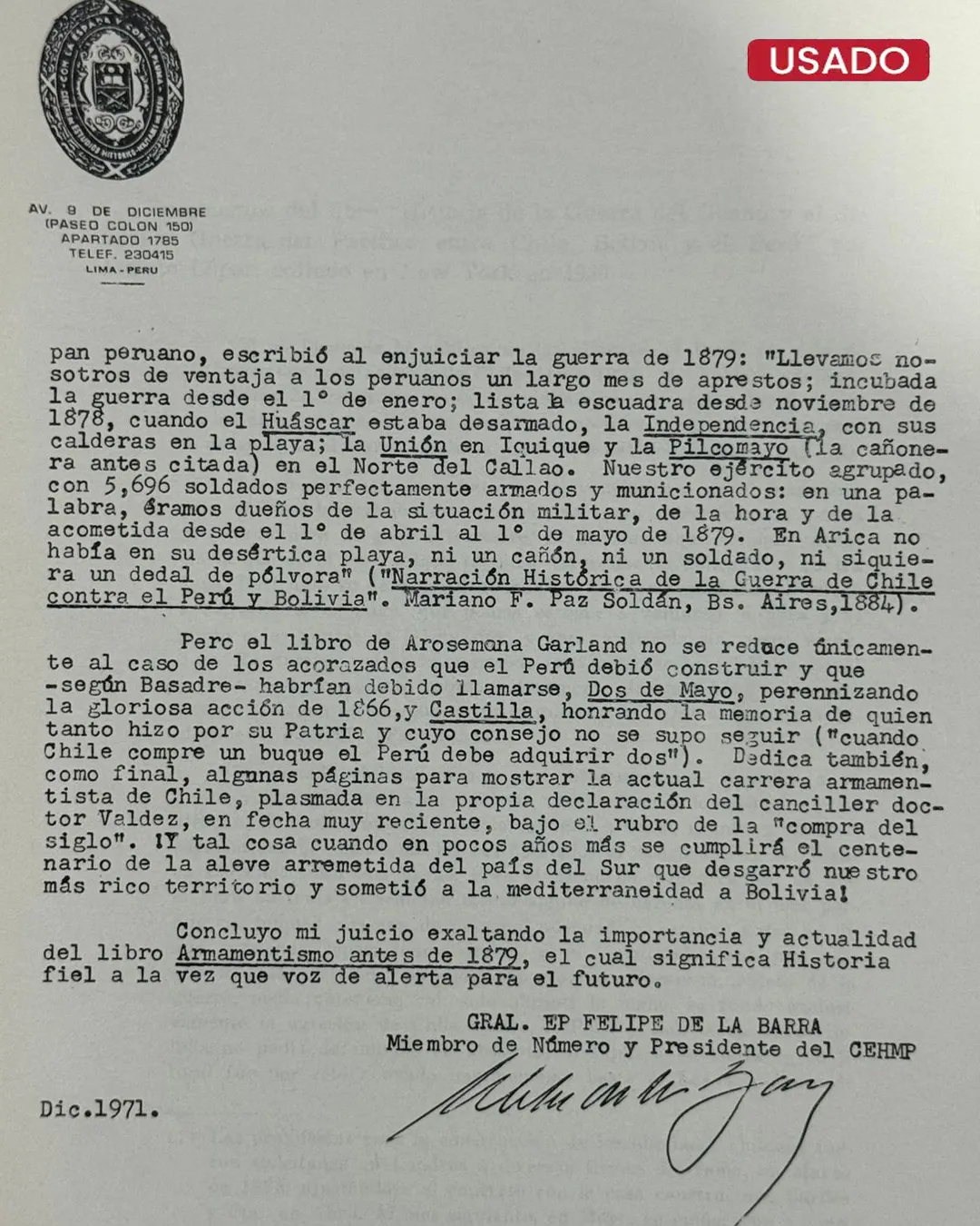 ARMAMENTISMO ANTES DE 1879 (CON FIRMA) - Imagen 2