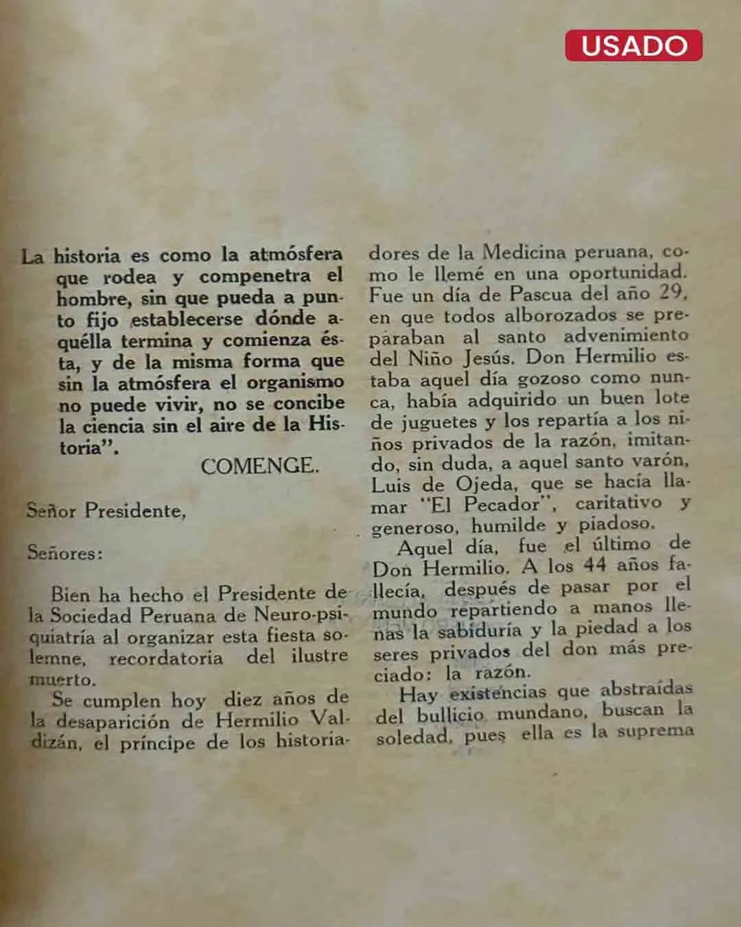 LA OBRA HISTÓRICA DE HERMILIO VALDIZÁN. TRABAJO LEÍDO EN LA SOCIEDAD PERUANA DE NEURO-PSIQUIATRÍA EL DÍA 23 DE DICIEMBRE DE 1939 CONMEMORANDO EL DÉCIMO ANIVERSARIO DE SU MUERTE - Imagen 2