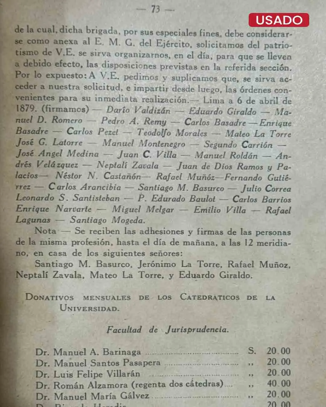 LA UNIVERSIDAD MAYOR DE SAN MARCOS Y LA GUERRA DEL PACÍFICO. 5 DE ABRIL DE 1879 – 23 DE OCTUBRE DE 1883 (TOMO I) - Imagen 3