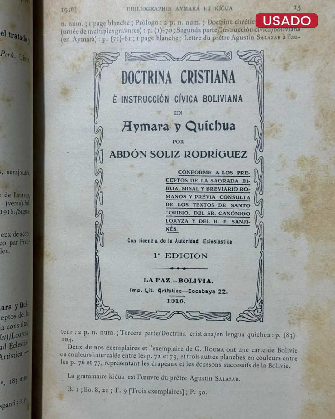 BIBLIOGRAPHIE DES LANGUES AYMARÁ ET KICUA (4 VOLUMENES) - TEXTO EN FRANCES Y EN ESPAÑOL - Imagen 7
