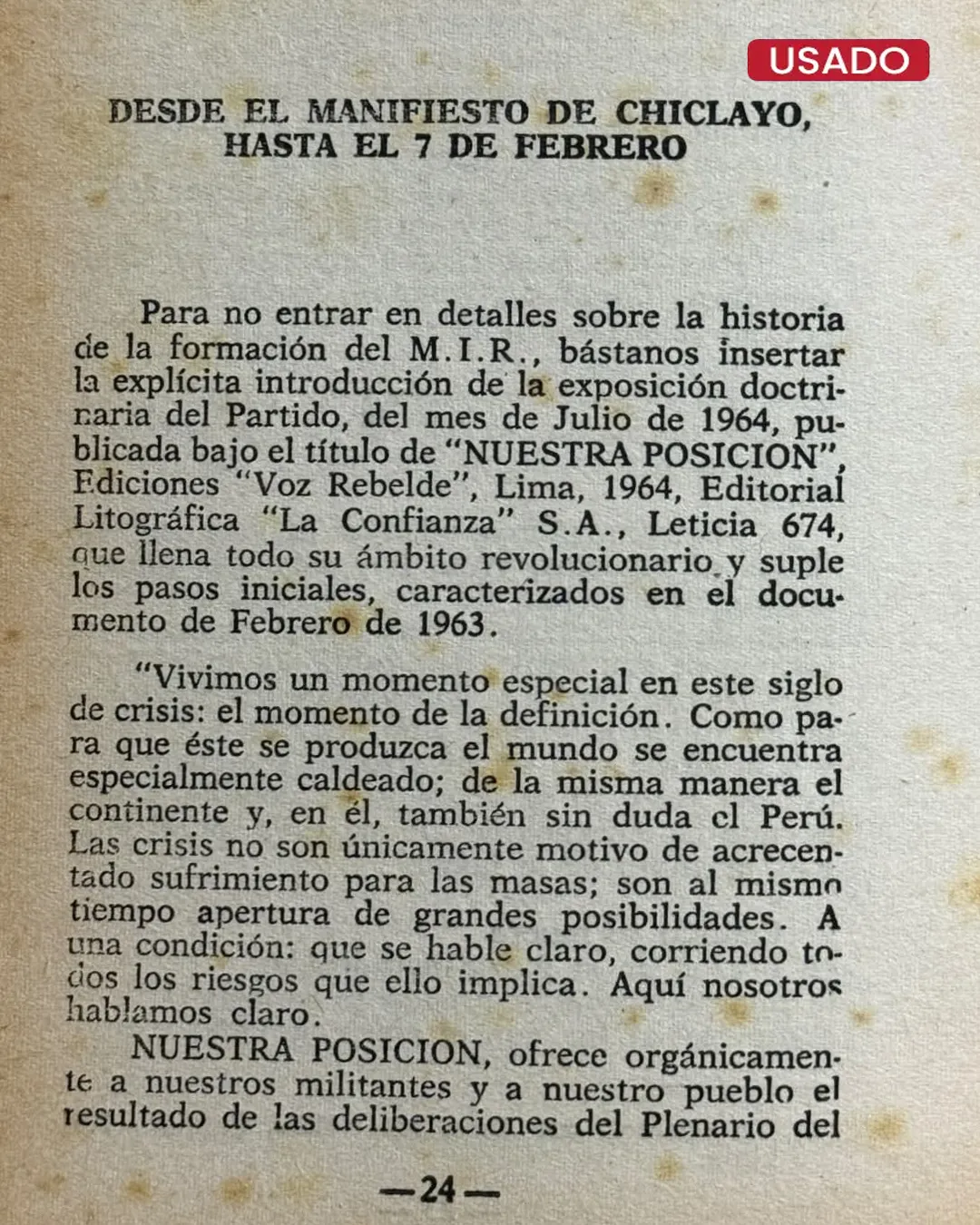 LAS GUERRILAS DEL PERU. EL MIR: DE LA PREDICA IDEOLOGICA A LA ACCION ARMADA - Imagen 3