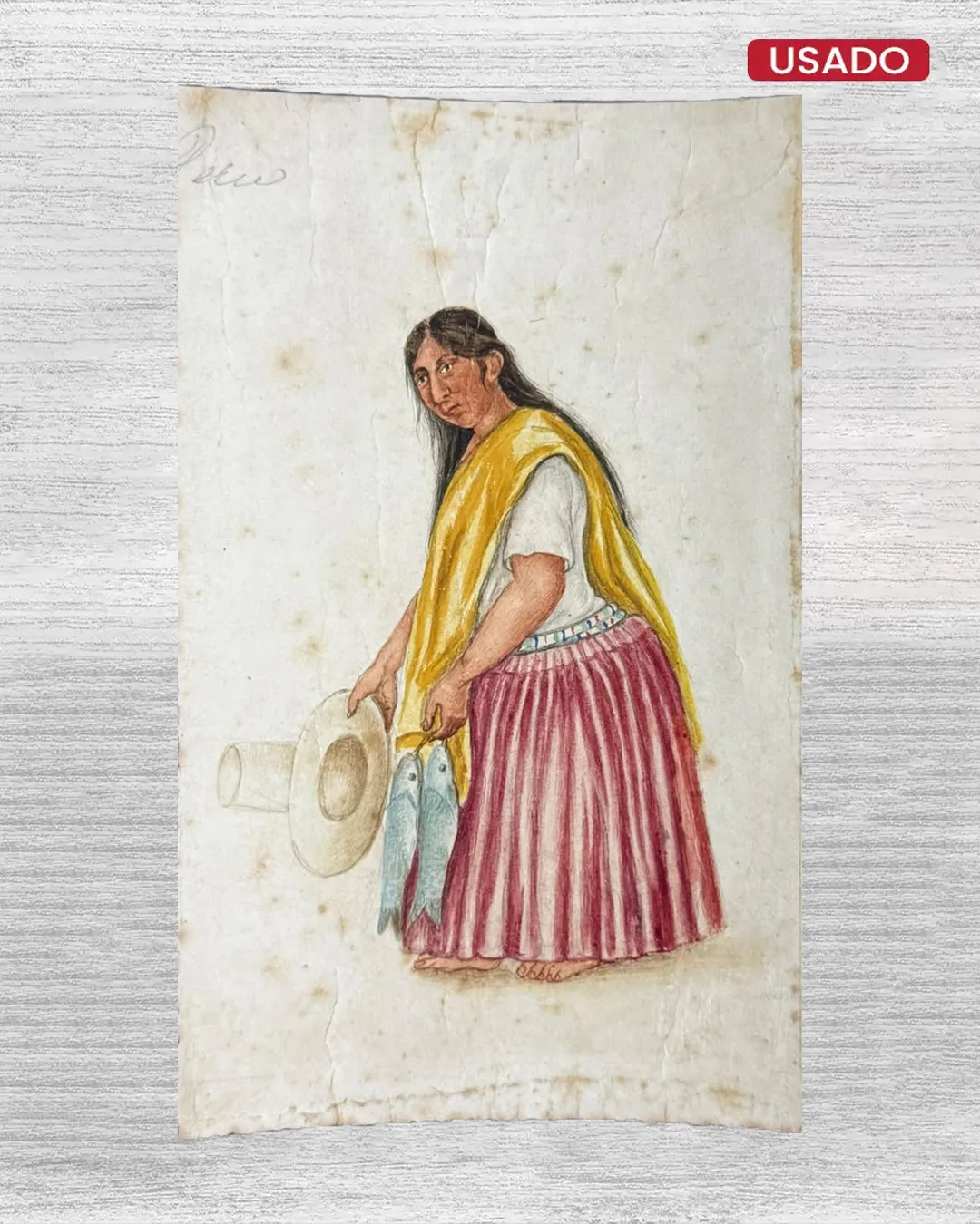 ACUARELA COSTUMBRISTA PERUANA ANTIGUA