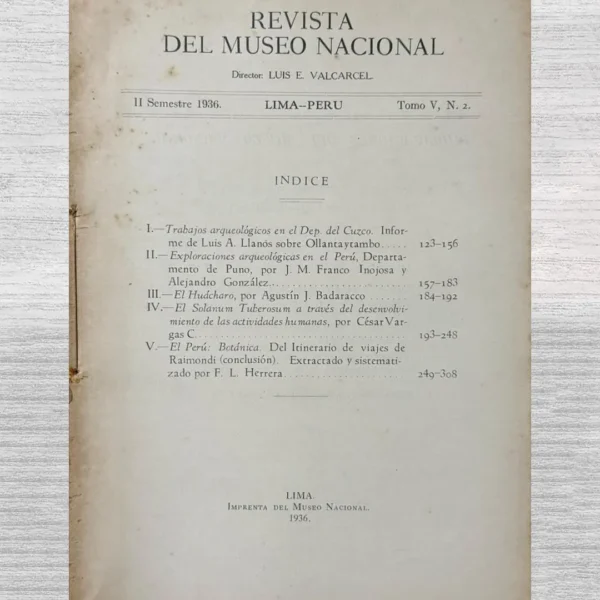 REVISTA DEL MUSEO NACIONAL – II SEMESTRE 1936 / TOMO V, N.2