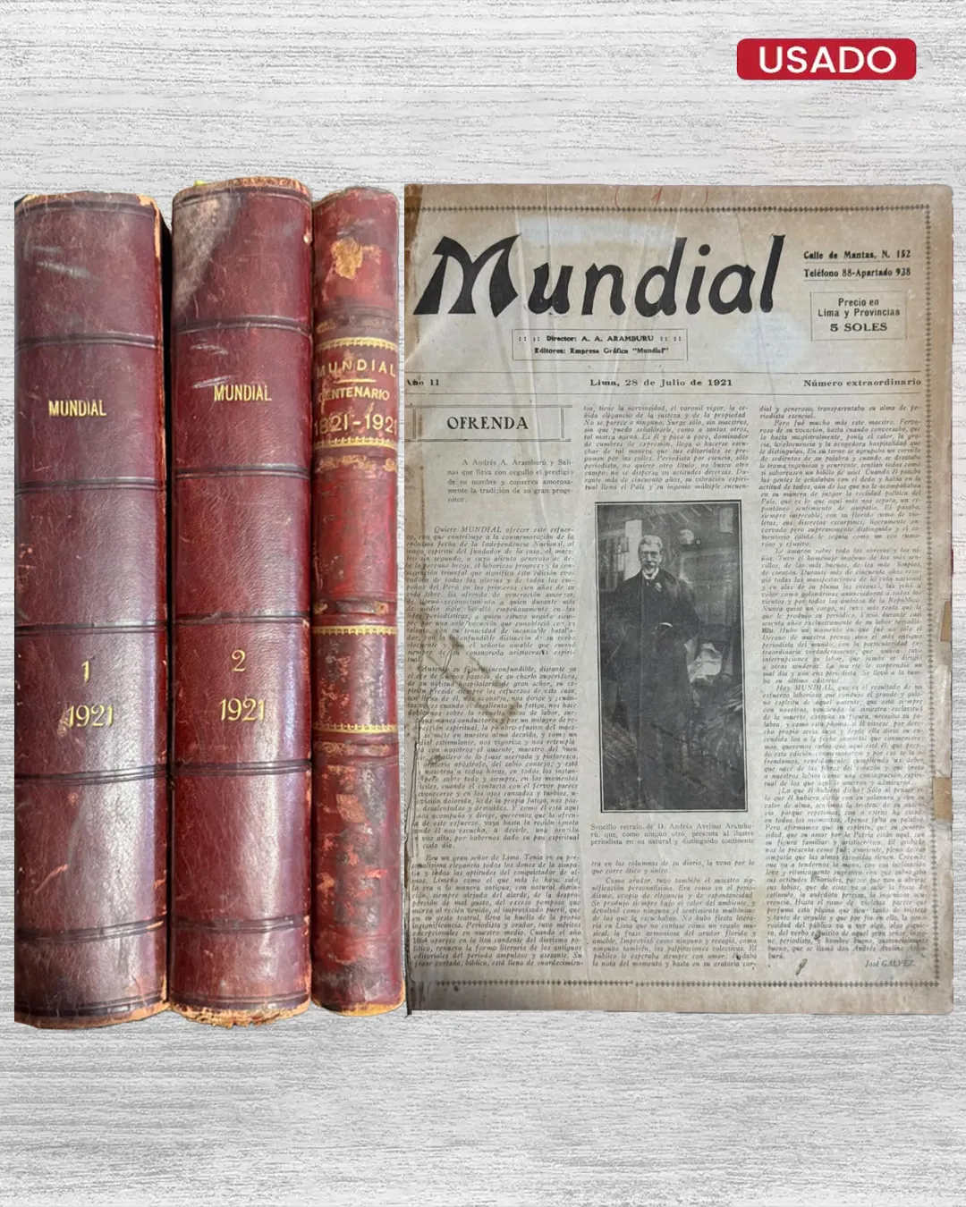 REVISTA MUNDIAL – AÑO II (1921– 2 TOMOS) - INCLUYE REVISTA MUNDIAL – COLECCIÓN DEL CENTENARIO DE LA INDEPENDENCIA DEL PERÚ (1921) - Imagen 7