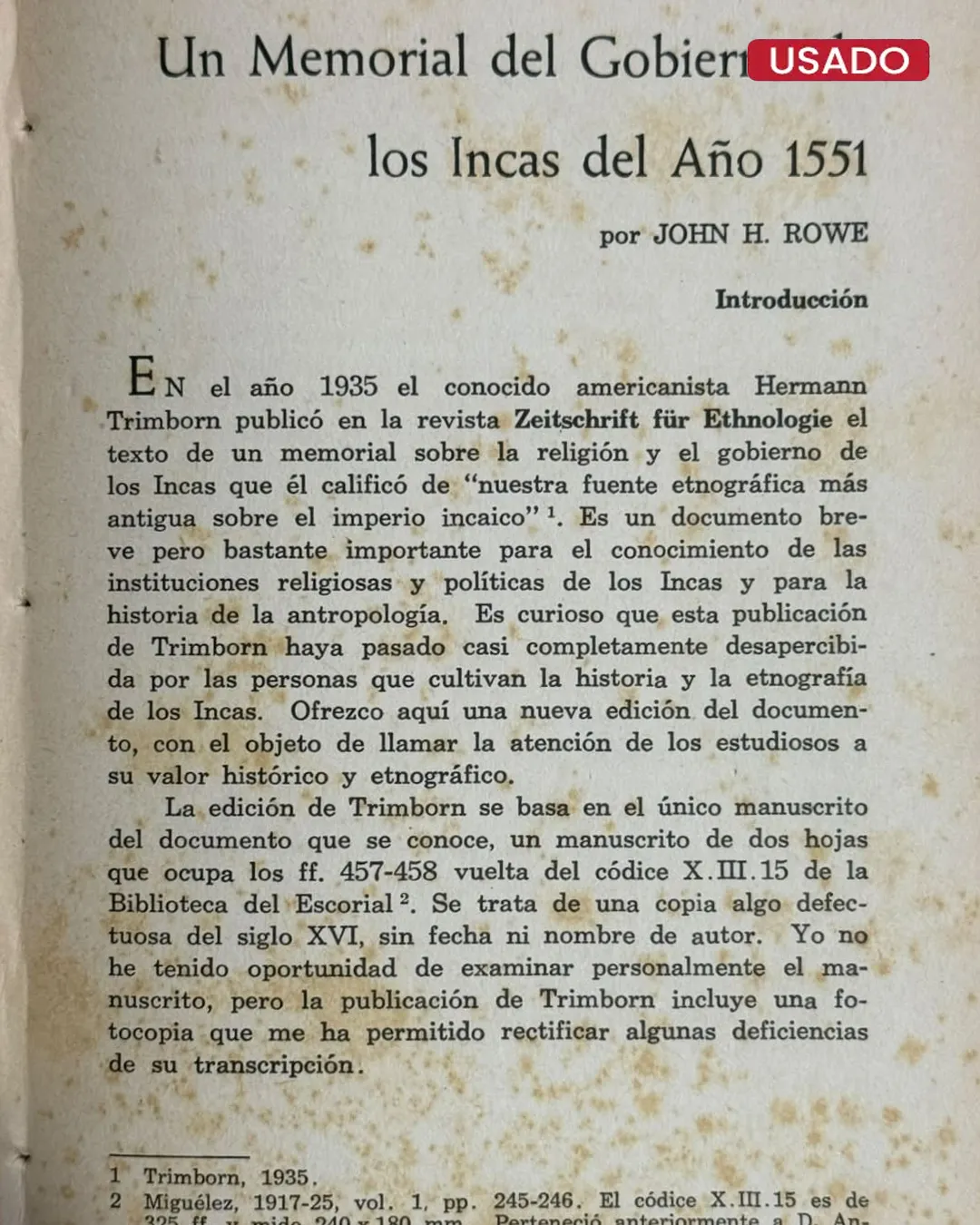 UN MEMORIAL DEL GOBIERNO DE LOS INCAS DEL AÑO 1551 - Imagen 2