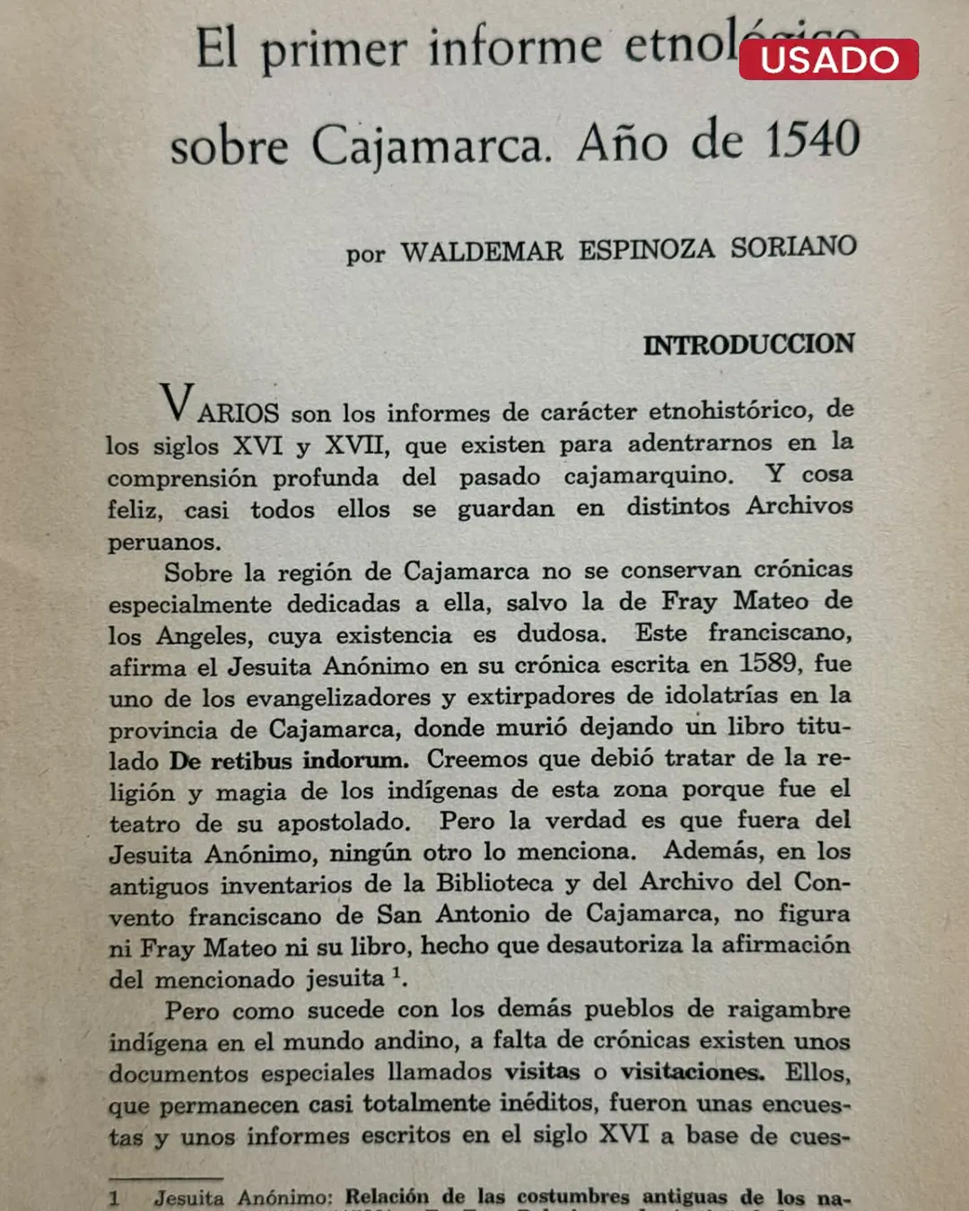 EL PRIMER INFORME ETNOLÓGICO SOBRE CAJAMARCA. AÑO DE 1540 - Imagen 2