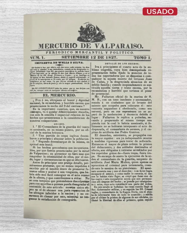 MERCURIO DE VALPARAISO. PERIODICO MERCANTIL Y POLITICO (NUM. 1 – NUM. 15)