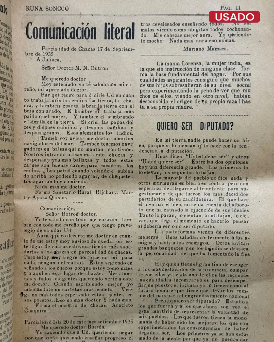 RUNA SONCCO – JULIACA, 30 DE SETIEMBRE DE 1935 - Imagen 2