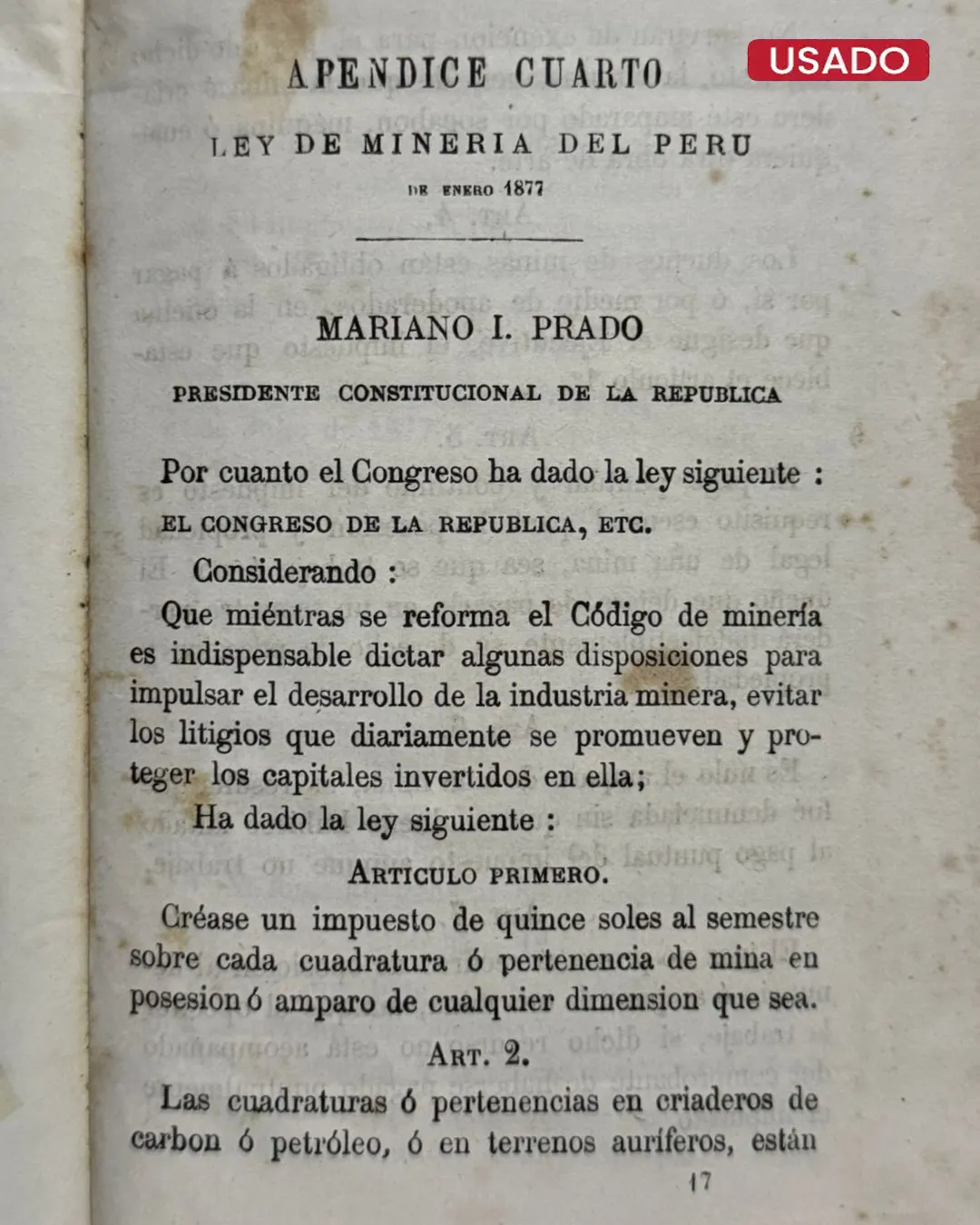 ORDENANZAS DE MINERIA Y COLECCION DE LAS ORDENES Y DECRETOS DE ESTA MATERIA POSTERIORS A SU PUBLICACION A LAS QUE VAN AGREGADAS LAS REFORMAS DE QUE SON SUSCEPTIBLES ALGUNOS DE LOS ARTICULOS VIGENTES DE LAS MISMAS ORDENANZAS, CON UN APENDICE CONCERNIENTE LAS MINAS DEL PERU Y DOS LAMINAS PARA EXPLICAR LOS METODOS MAS ECONOMICOS DE DISFRUTAR LAS VETAS. - Imagen 2