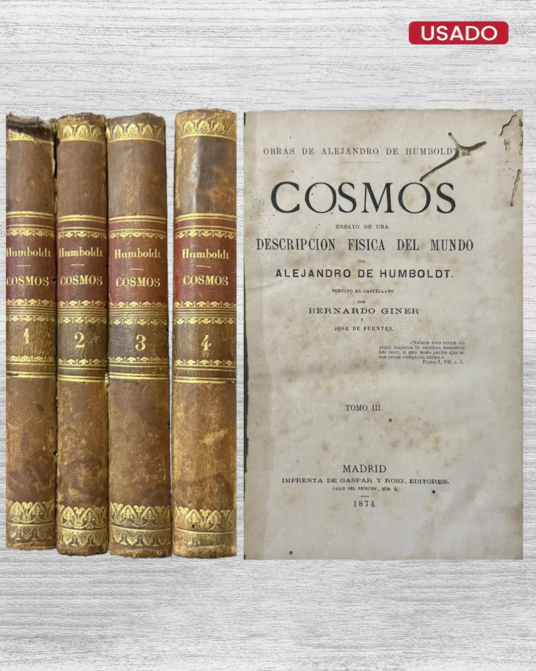 COSMOS. ENSAYO DE UNA DESCRIPCIÓN FÍSICA DEL MUNDO (4 TOMOS) - Imagen 3