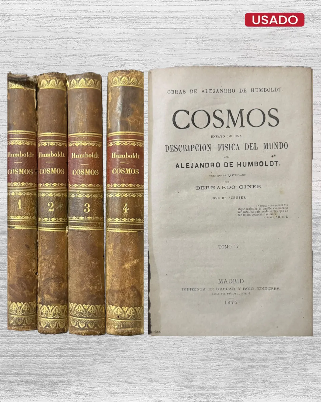 COSMOS. ENSAYO DE UNA DESCRIPCIÓN FÍSICA DEL MUNDO (4 TOMOS) - Imagen 4