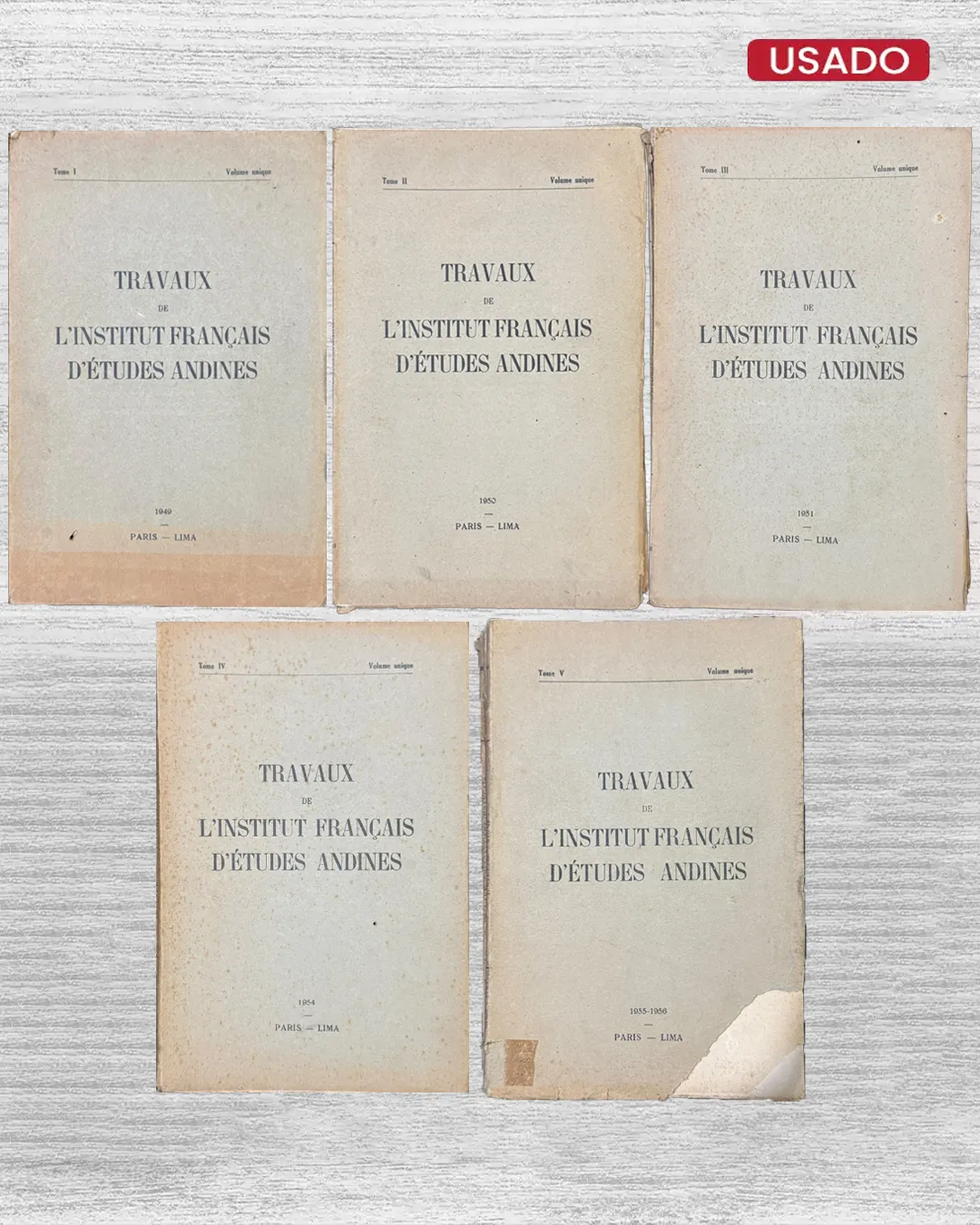 TRAVAUX DE L’INSTITUT FRANCAIS D’ETUDES ANDINES (VOLUME UNIQUE – 5 TOMOS) - TEXTO EN FRANCES