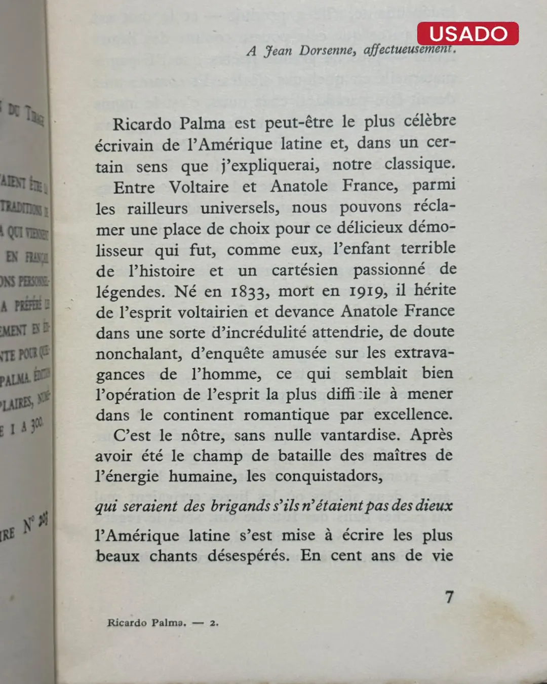 RICARDO PALMA (TEXTO EN FRANCES) - Imagen 2