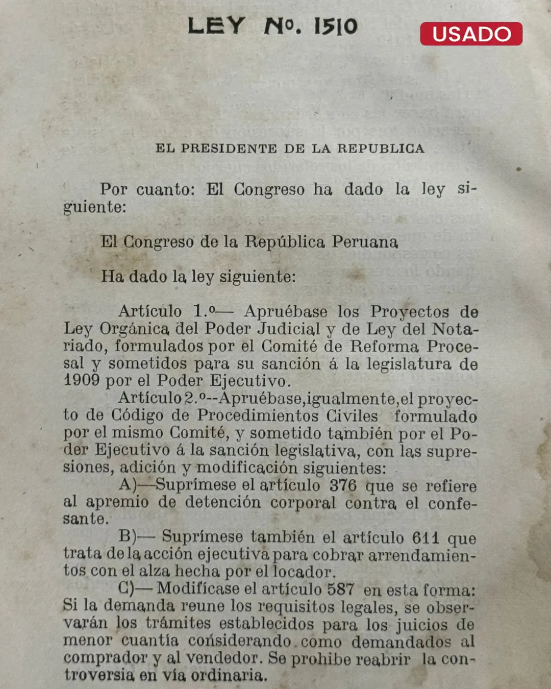 MERCURIO PERUANO: LEY ORGÁNICA EL PODER JUDICIAL (1912) - Imagen 3