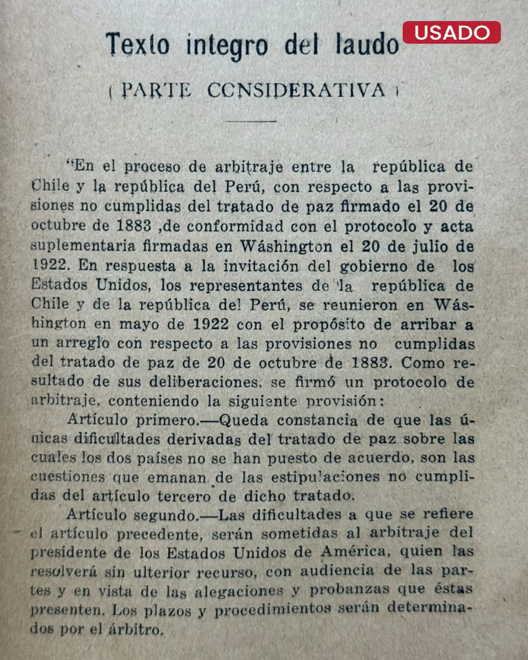 EL TRATADO DE ANCON Y EL LAUDO ARBITRAL DE LOS ESTADOS UNIDOS DE NORTE AMERICA (GUERRA DEL PACIFICO) - 1883 – 1925 - Imagen 3