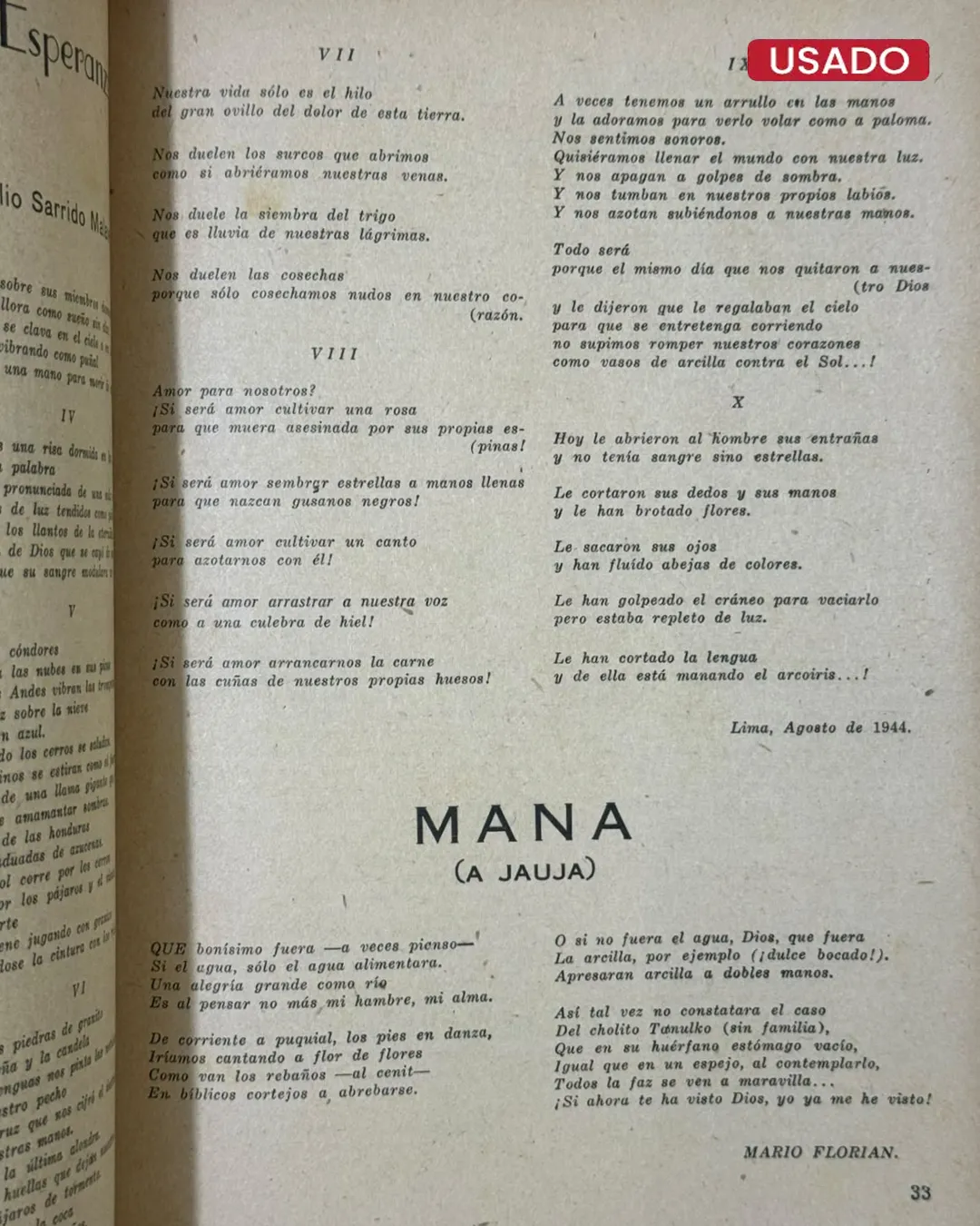 HATUN XAUXA; ÓRGANO DEL “HATUN XAUXA CLUB. REVISTA TRIMESTRAL DE CULTURA (JAUJA, 4 DE OCTUBRE DE 1944 – AÑO 1 – Nº 1 - Imagen 3