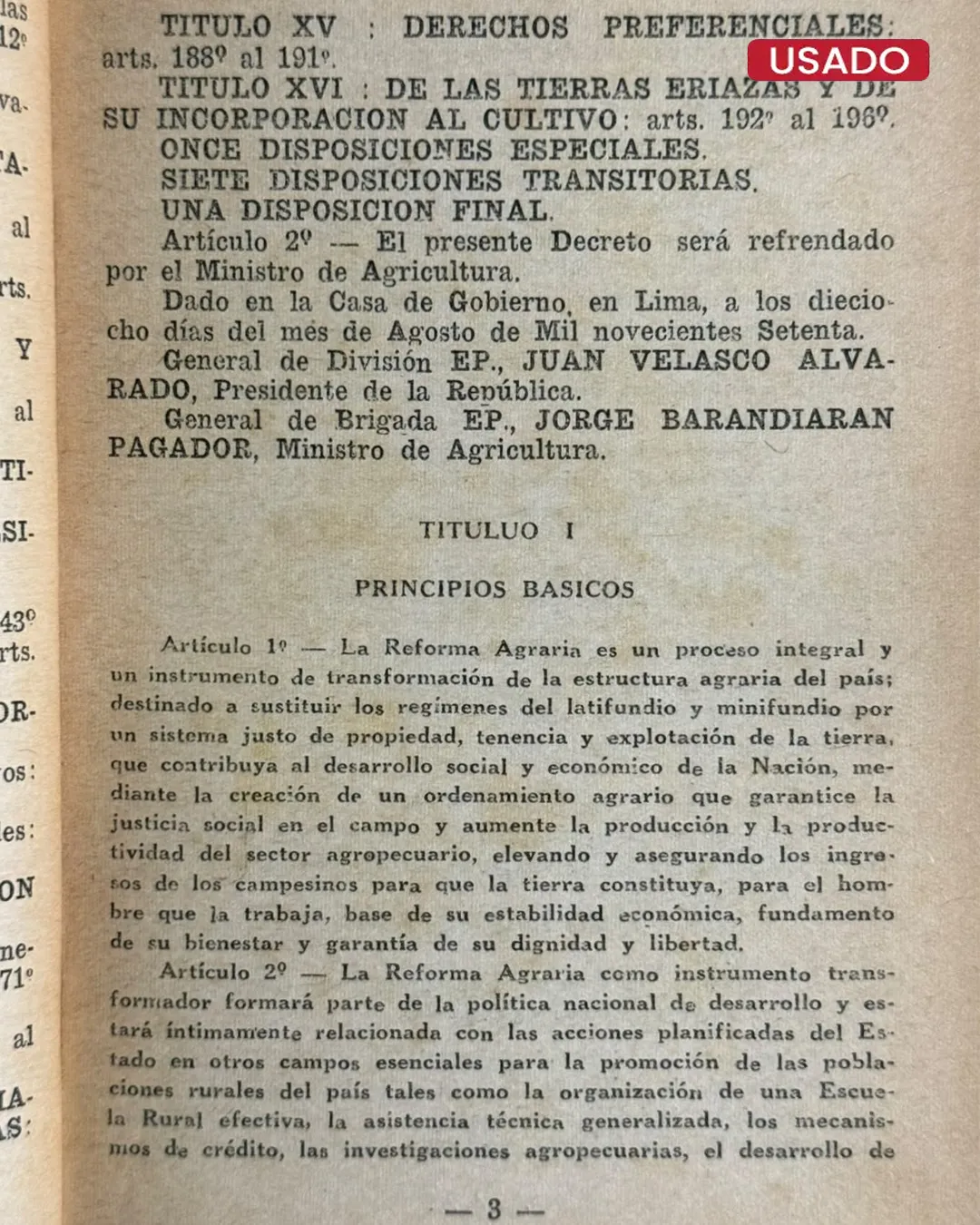 REFORMA AGRARIA, TEXTO ÚNICO CONCORDADO (ANTES DE LA REVOLUCIÓN) - Imagen 3