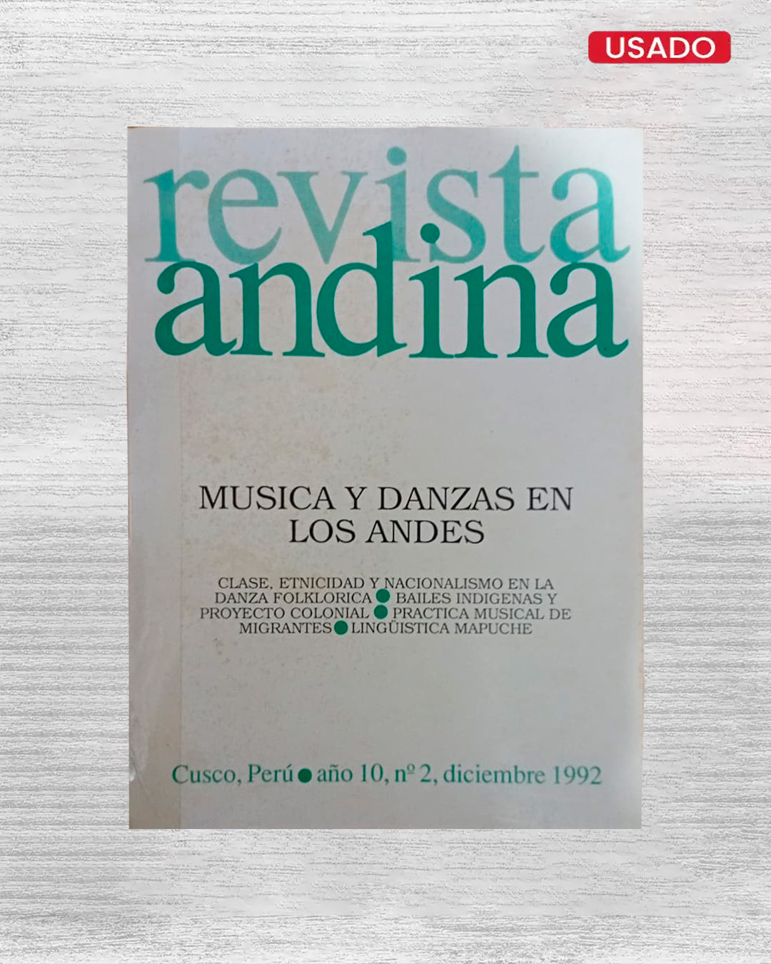 REVISTA ANDINA AÑO 10 - Nº 2, DICIEMBRE 1992