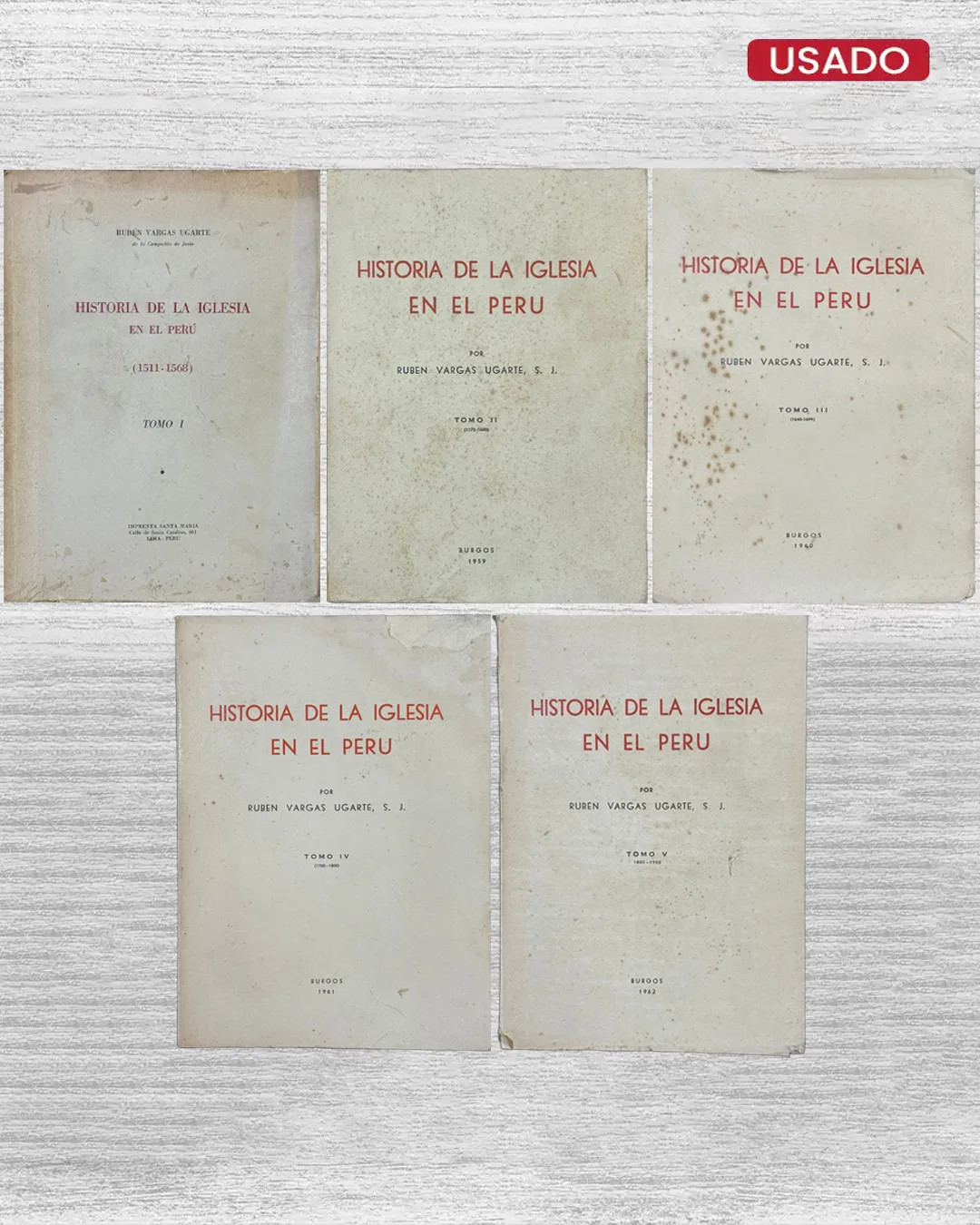 HISTORIA DE LA IGLESIA EN EL PERÚ (5 TOMOS)