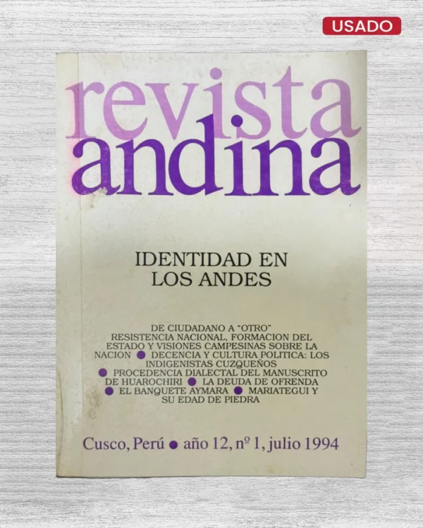 REVISTA ANDINA (CUSCO, PERU / AÑO 12, Nº1, JULIO 1994)