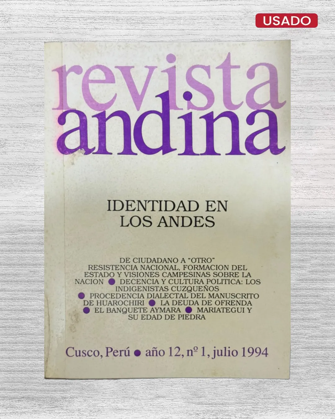 REVISTA ANDINA (CUSCO, PERU / AÑO 12, Nº1, JULIO 1994)