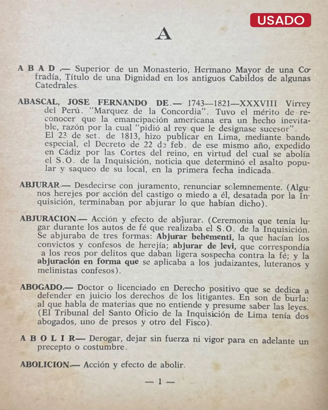 PEQUEÑO DICCIONARIO DE VOCES REFERIDAS AL TRIBUNAL DEL SANTO OFICIO DE LA INQUISICIÓN - Imagen 2