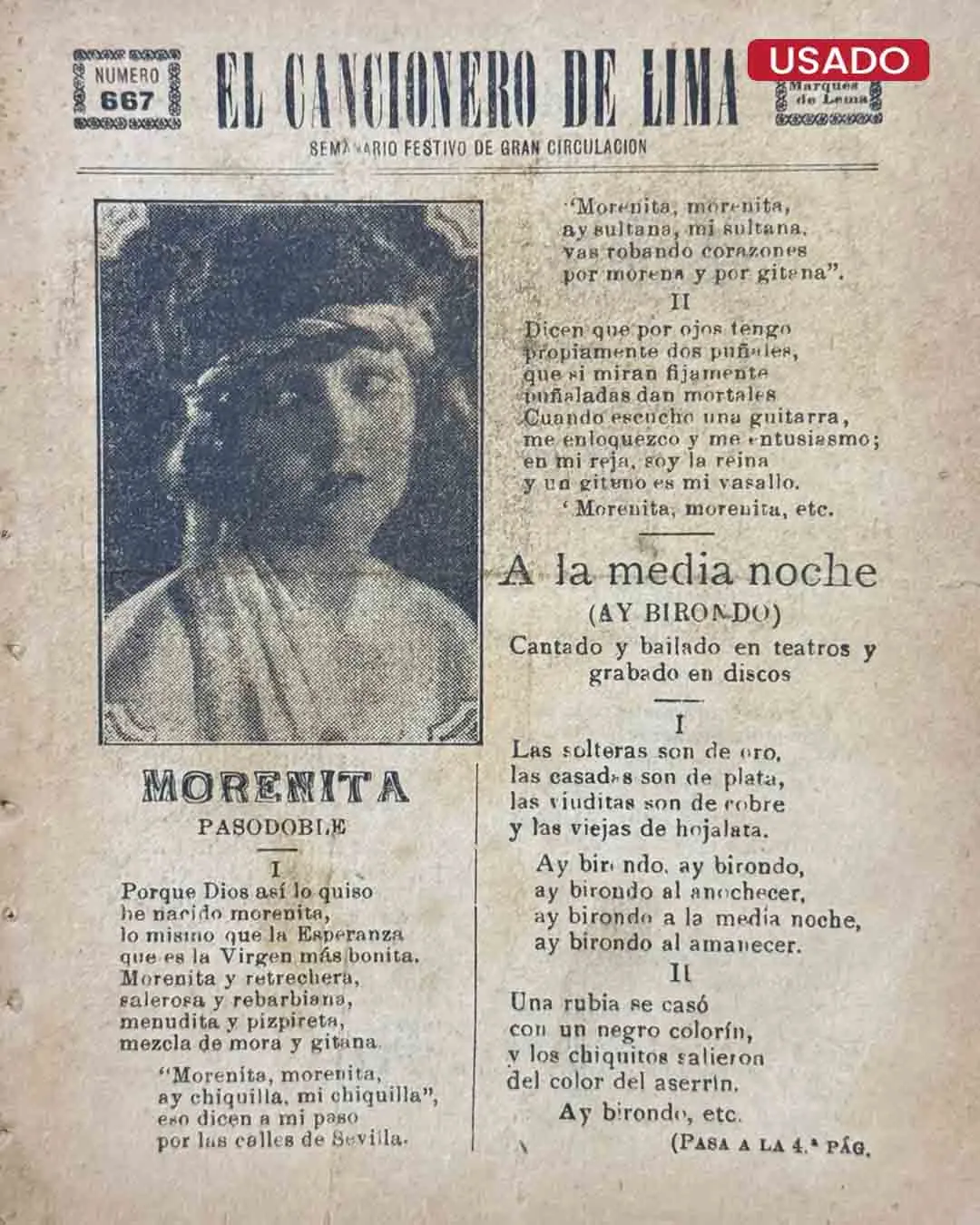 EL CANCIONERO DE LIMA, SEMANARIO FESTIVO DE GRAN CIRCULACIÓN (NÚMERO 1044) - Imagen 3