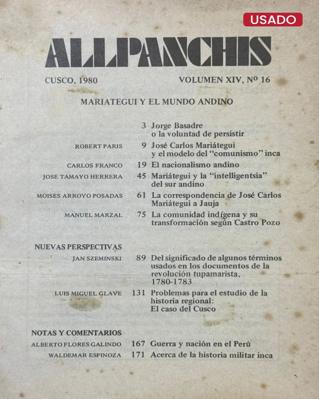 ALLPANCHIS (Nº 16 – 1980): MARIÁTEGUI Y EL MUNDO ANDINO - Imagen 3
