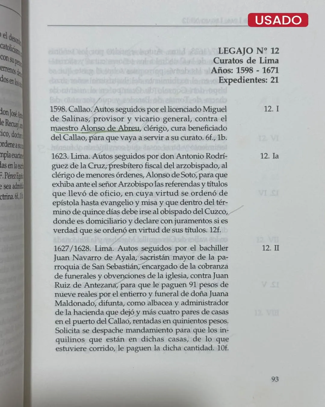 VIDA ECLESIÁSTICA; PERÚ COLONIAL Y REPUBLICANO. CATÁLOGOS DE DOCUMENTACIÓN SOBRE PARROQUIAS Y DOCTRINAS DE INDIOS ARZOBISPADO DE LIMA, SIGLOS XVI – XX (TOMO I) - Imagen 3