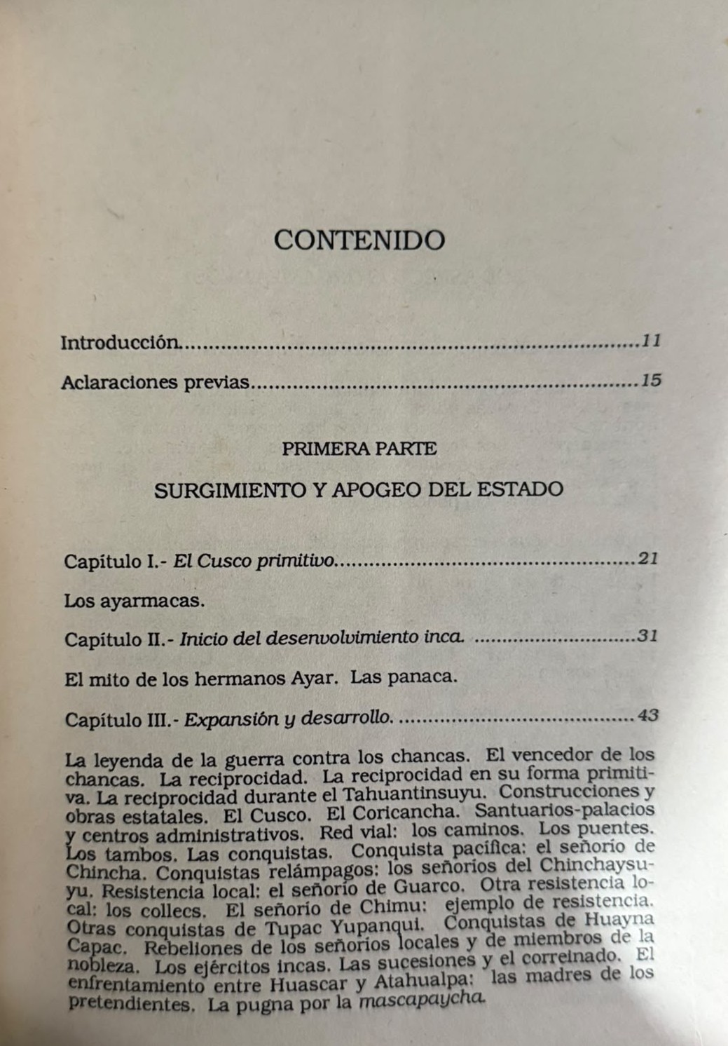 HISTORIA DEL TAHUANTINSUYU (2DA EDICION) - INDICE 1