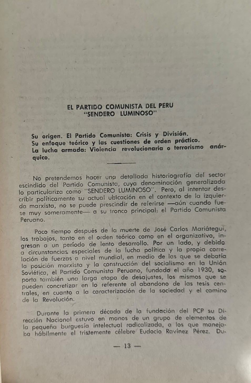 EL PARTIDO COMUNISTA DEL PERÚ: SENDERO LUMINOSO - FRAGMENTO 1