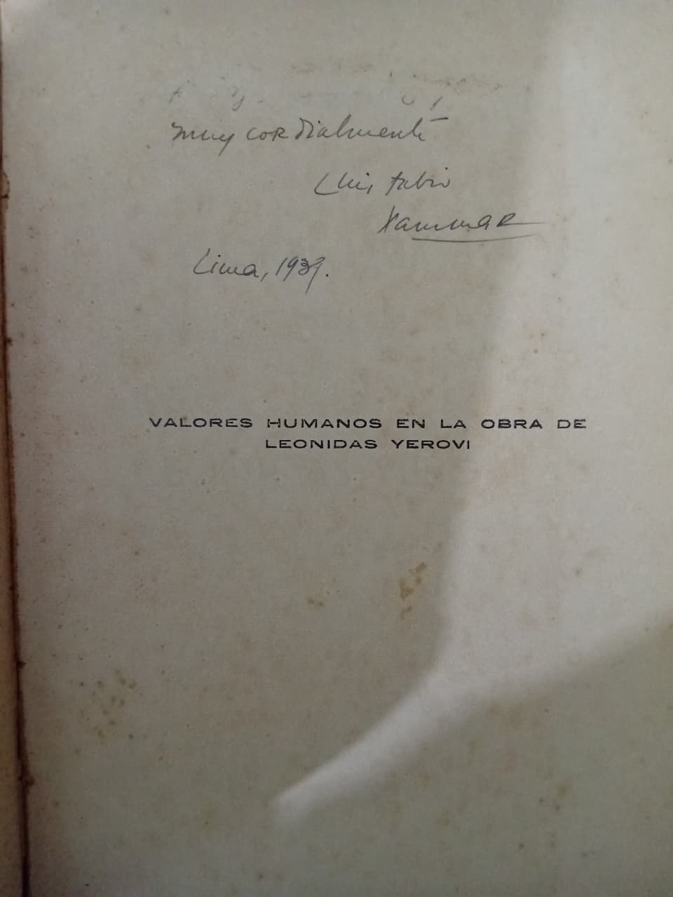 VALORES HUMANOS EN EL OBRA DE LEONIDAS YEROVI - DEDICATORIA