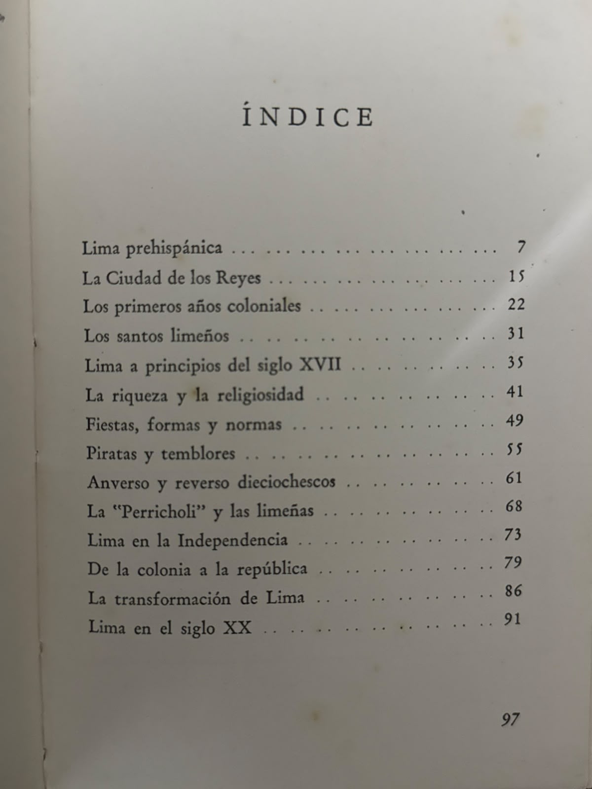 LIMA CIUDAD DE LOS REYES - indice