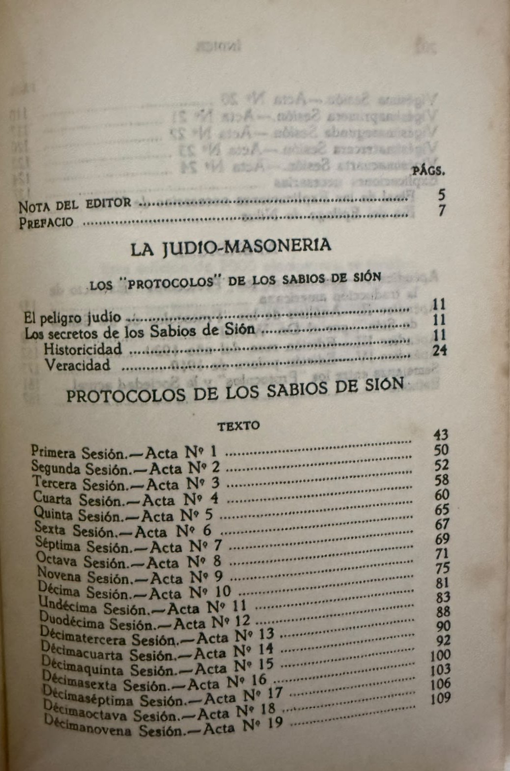 LOS PROTOCOLOS DE LOS SABIOS DE SION - INDICE 1