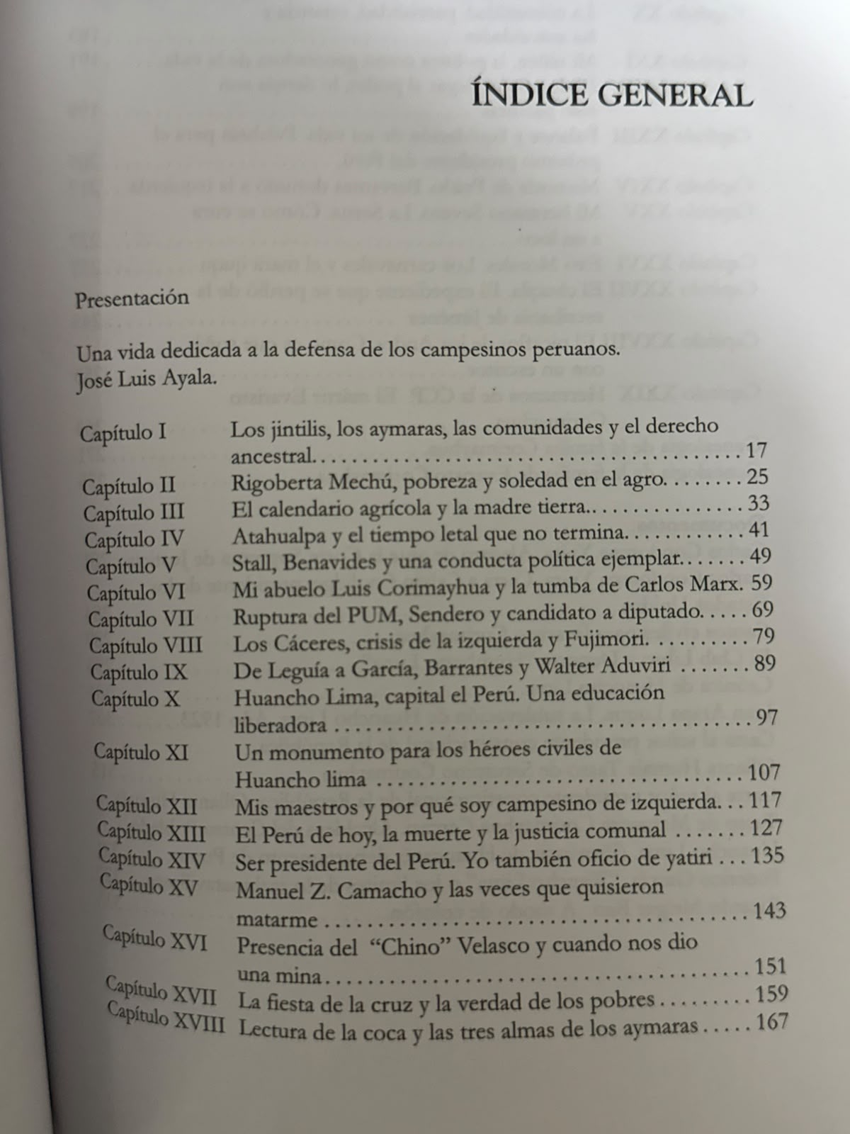 SATURNINO CORIMAYHUA - INDICE