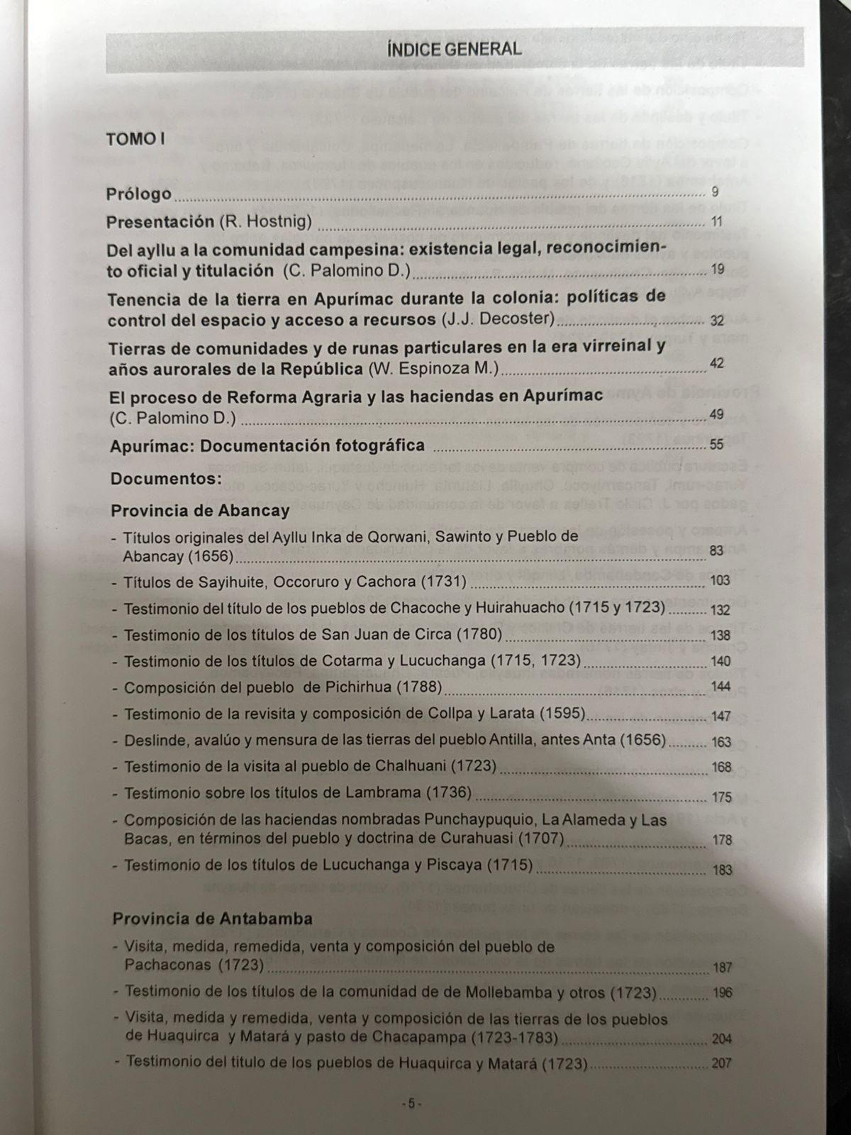 PROCESO DE COMPOSICIÓN Y TITULACIÓN DE TIERRAS - indice