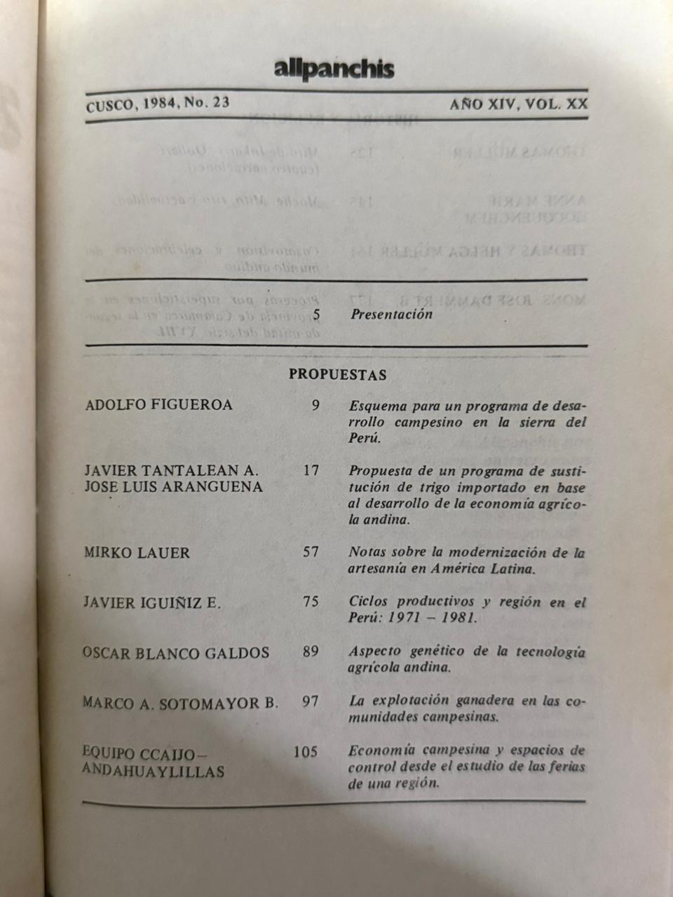 ALLPANCHIS N°23 - INDICE