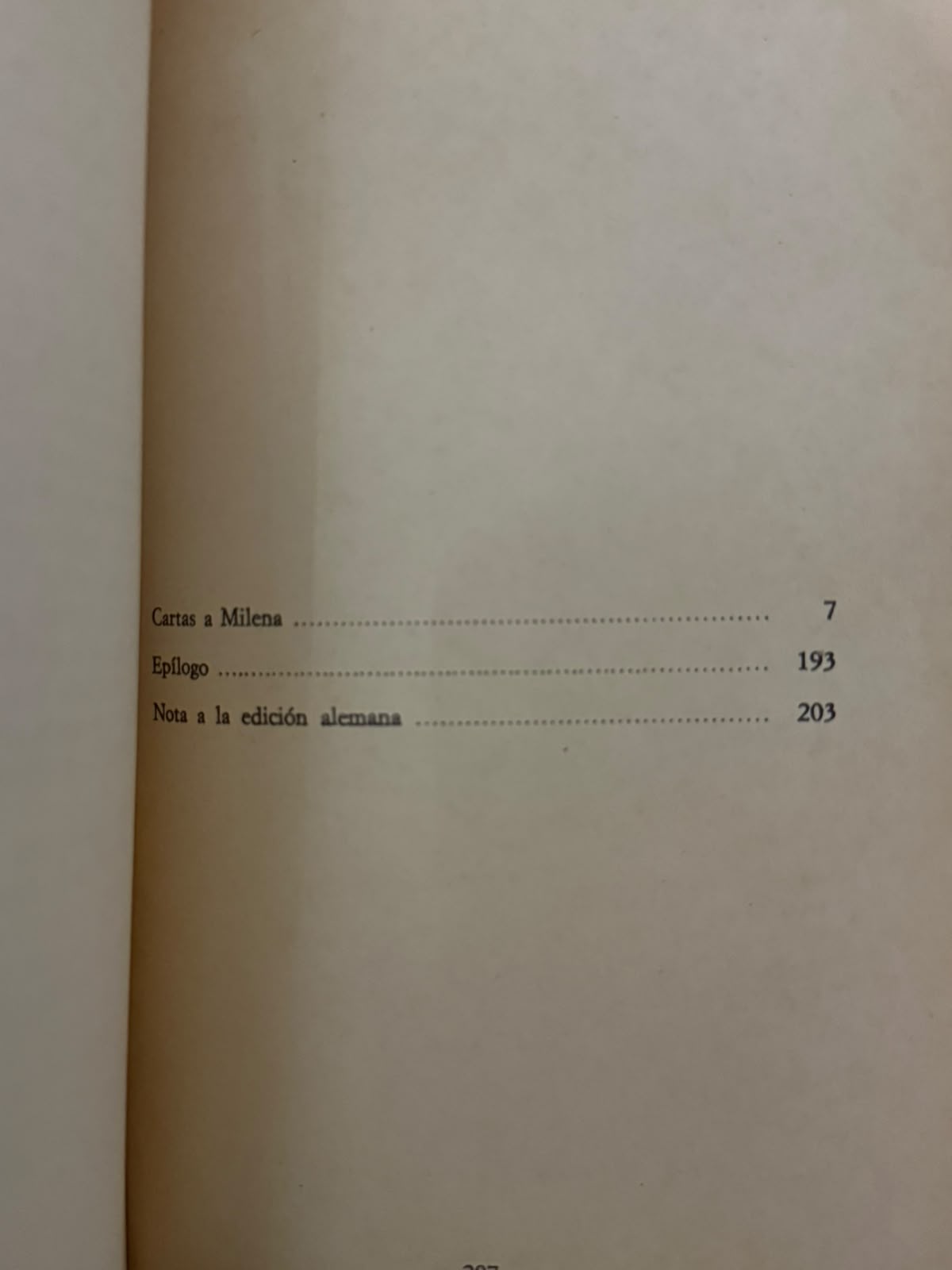 CARTAS A MILENA - INDICE