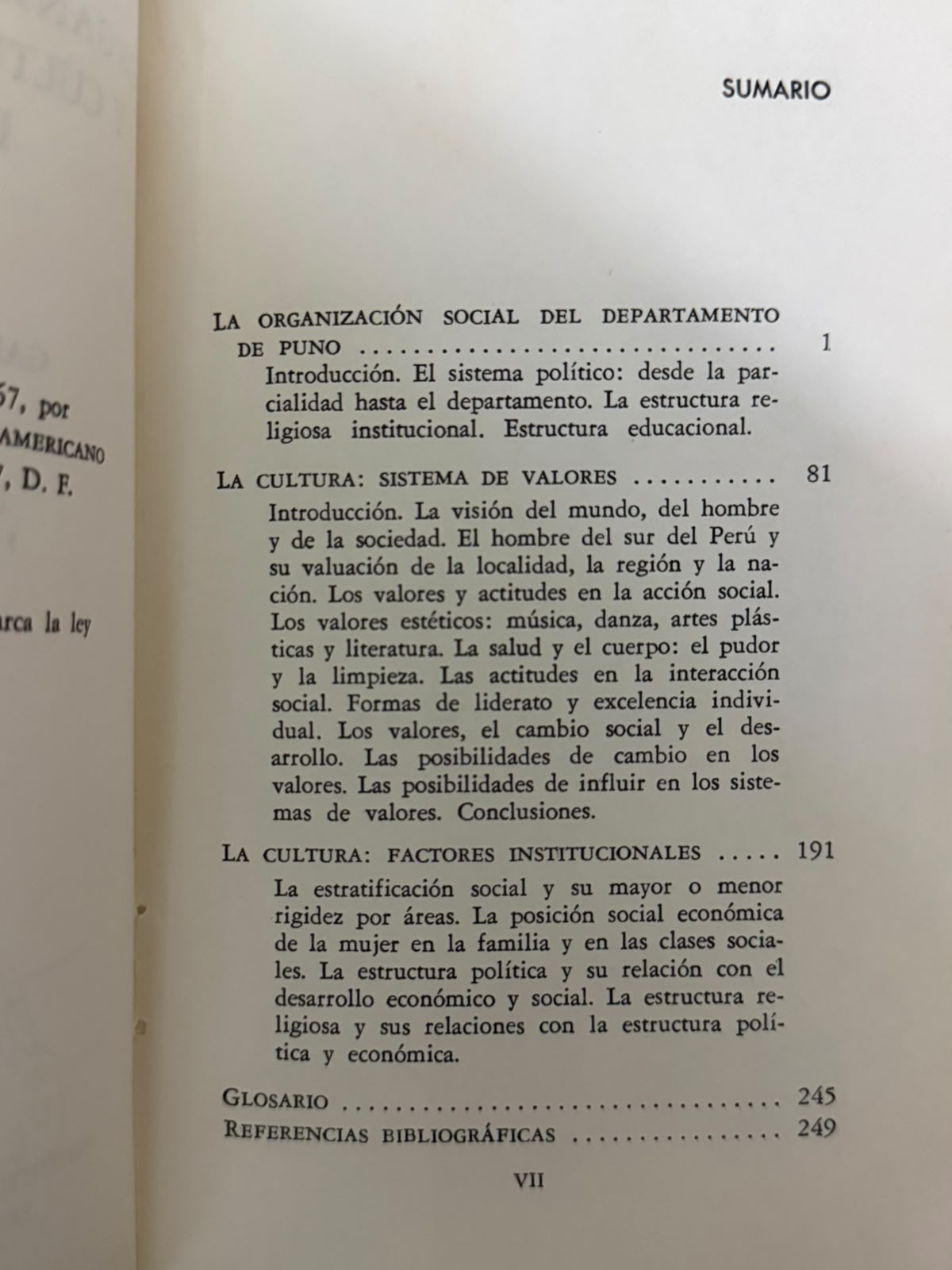 ORGANIZACIÓN SOCIAL Y CULTURAL DEL SUR DEL PERÚ - INDICE